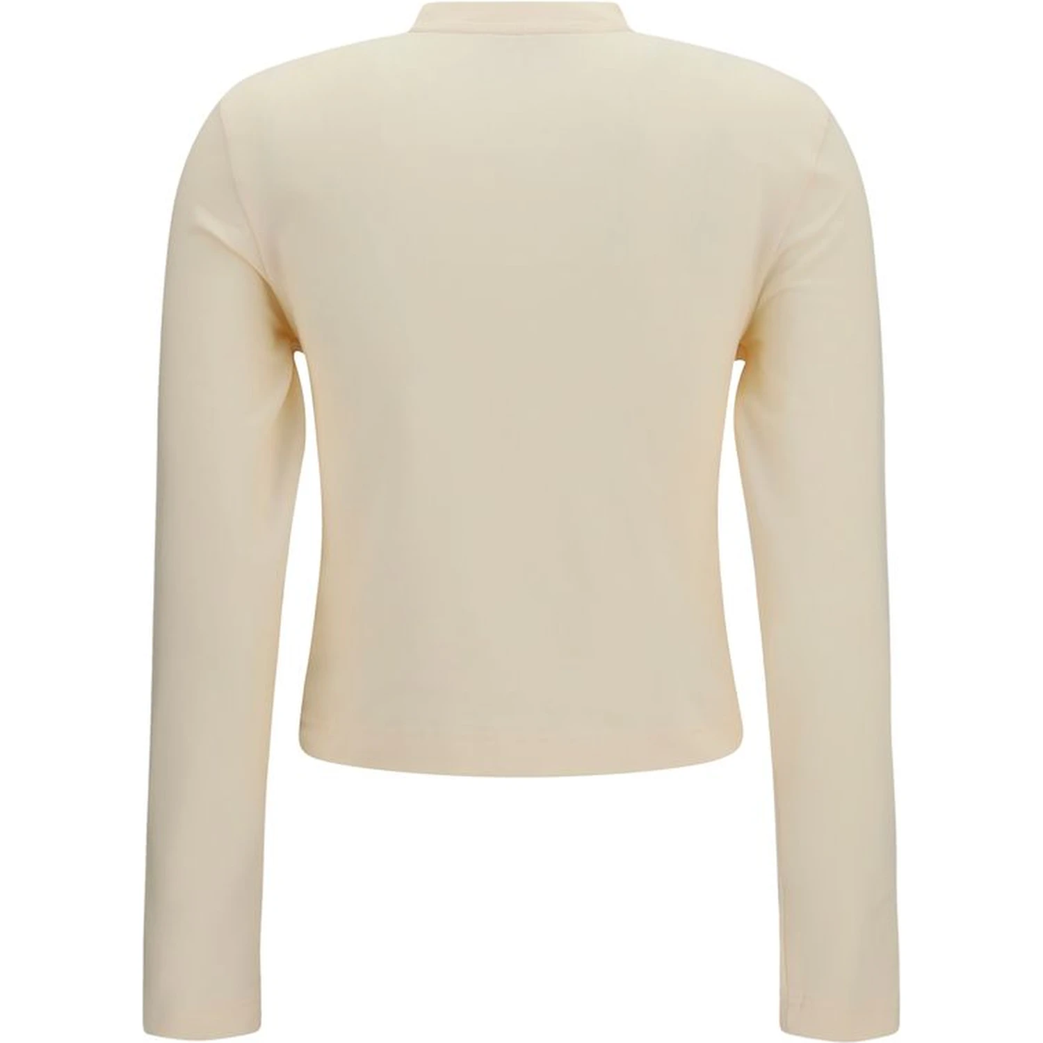 Beige Cotton Long Sleeve T-Shirt