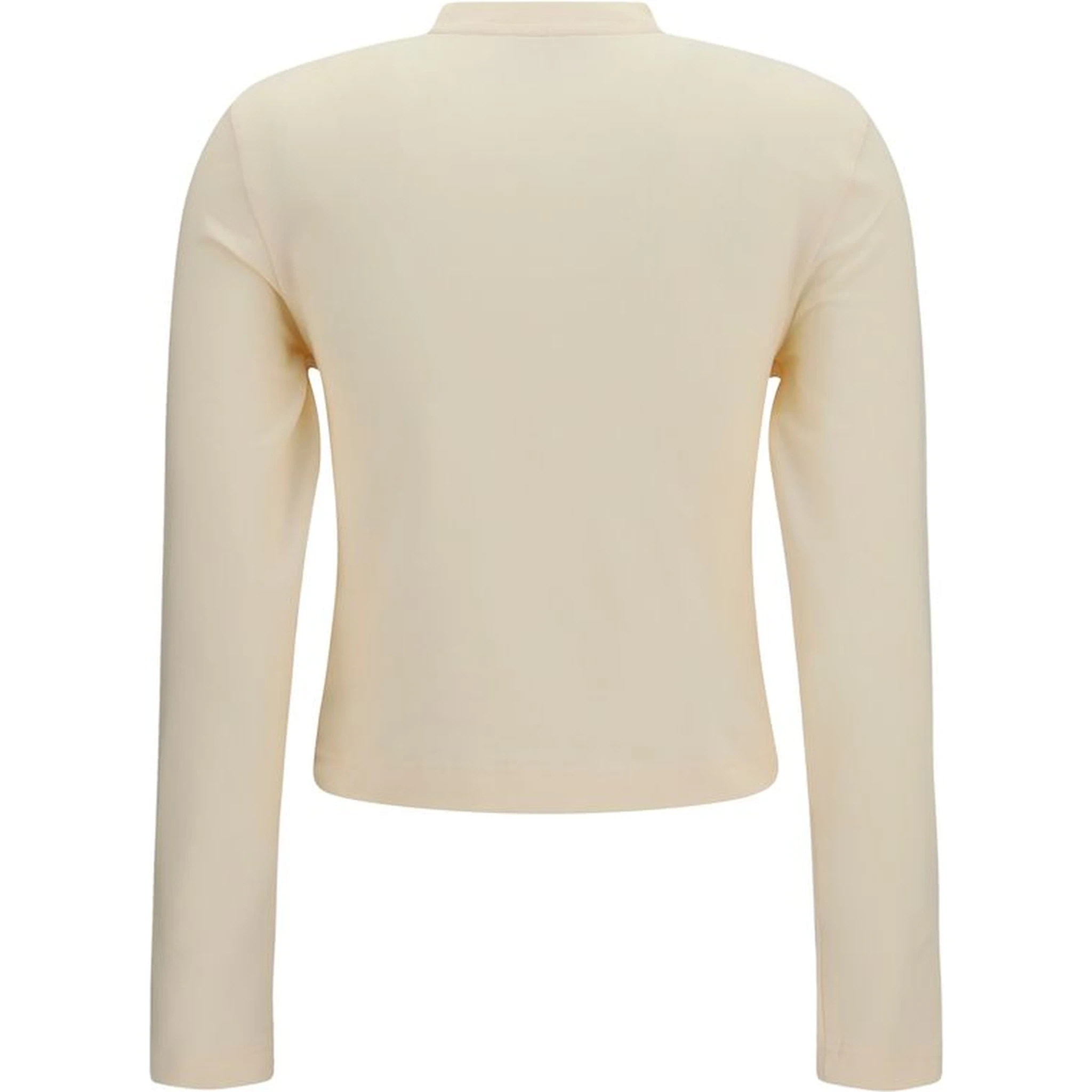 Beige Cotton Long Sleeve T-Shirt