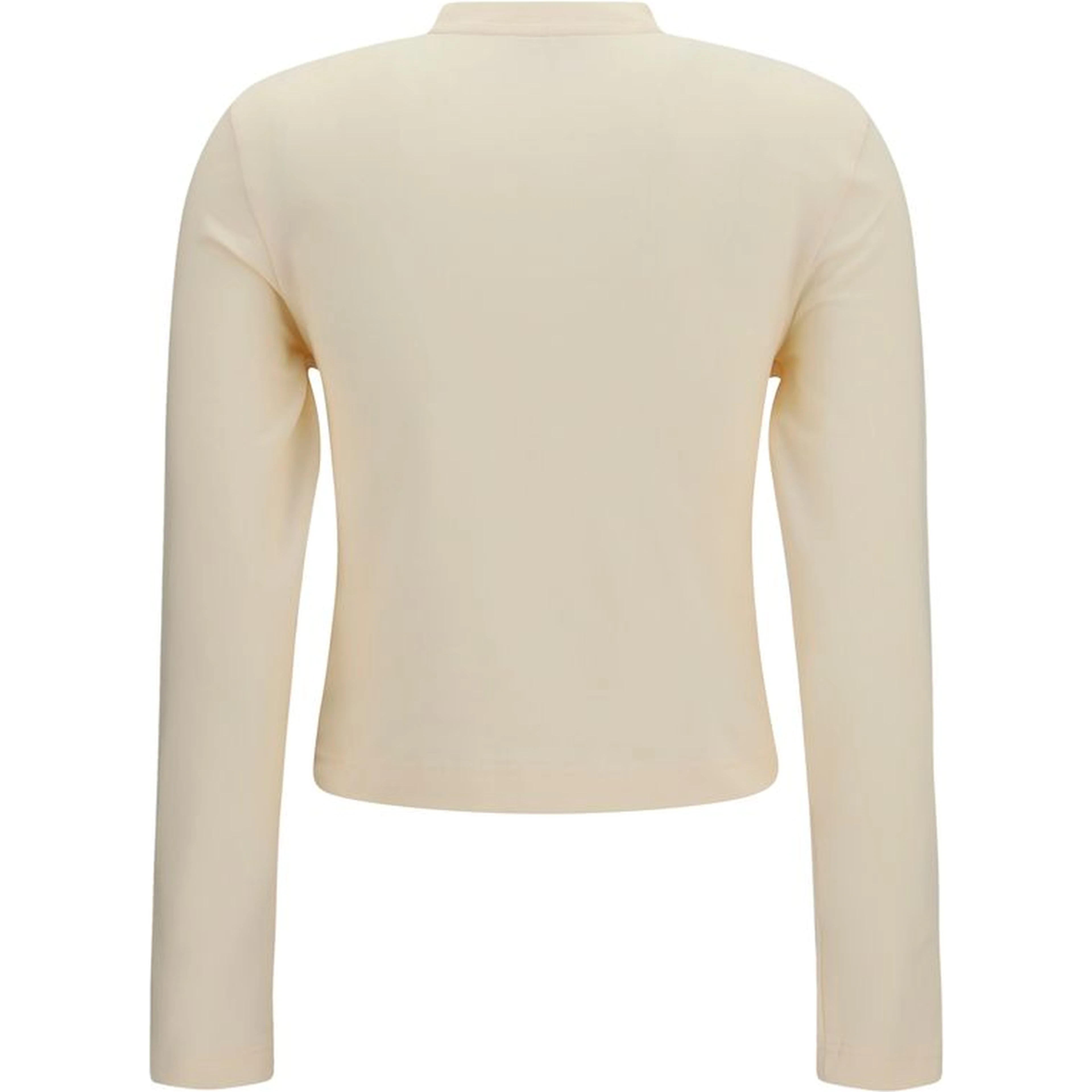 Beige Cotton Long Sleeve T-Shirt