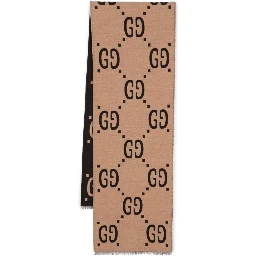 GG jacquard wool and silk scarf