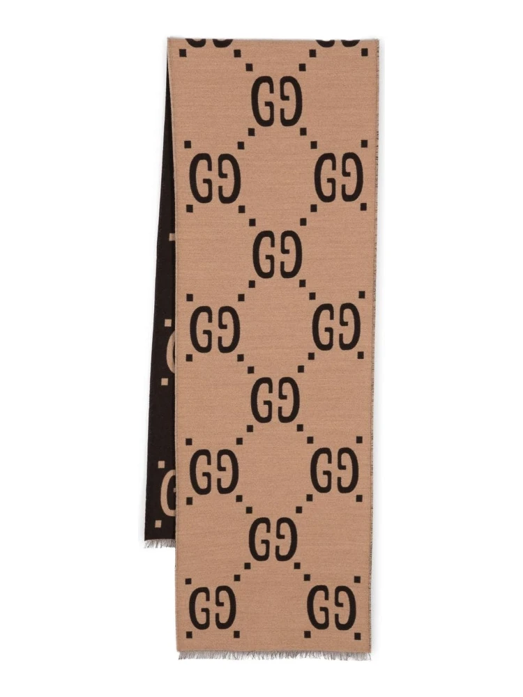 GG jacquard wool and silk scarf