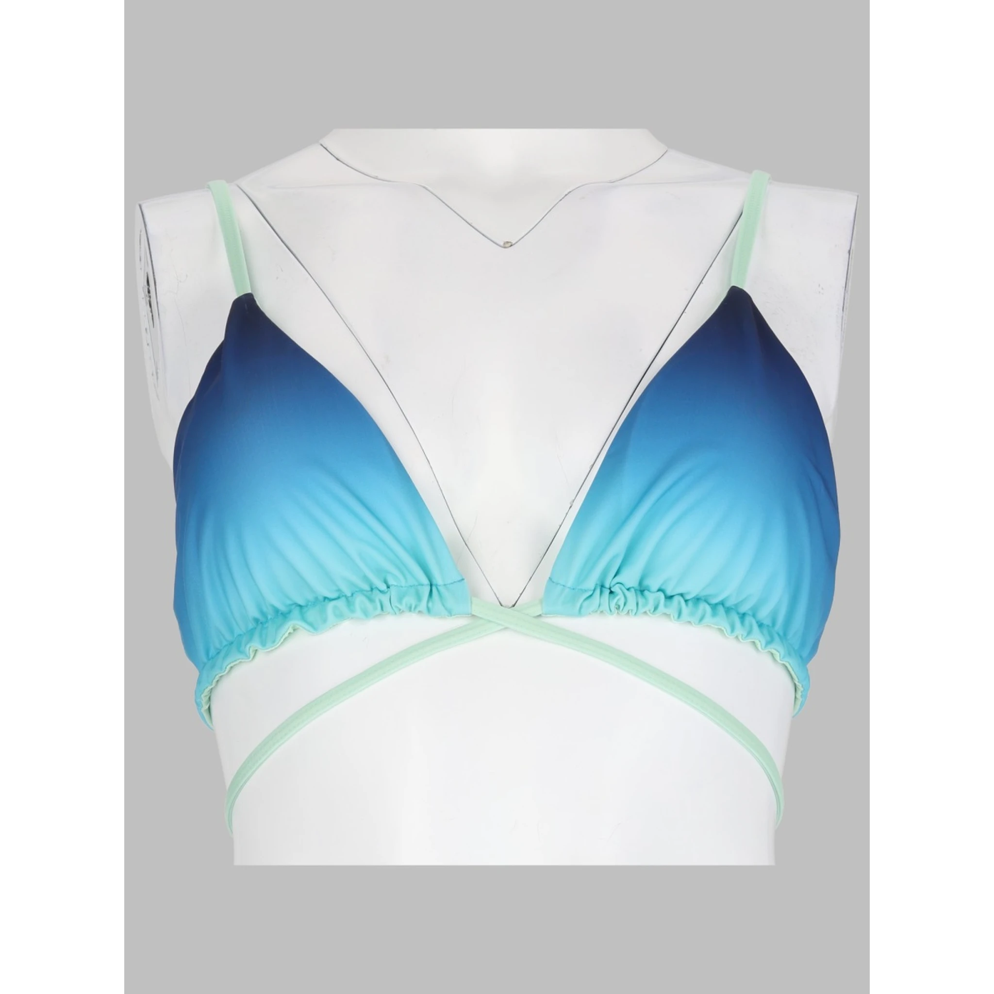 TOP BIKINI CON STAMPA GRADIENT E PERLINE