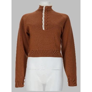 PULLOVER A COLLO ALTO IN MAGLIA DI LANA E PIZZO