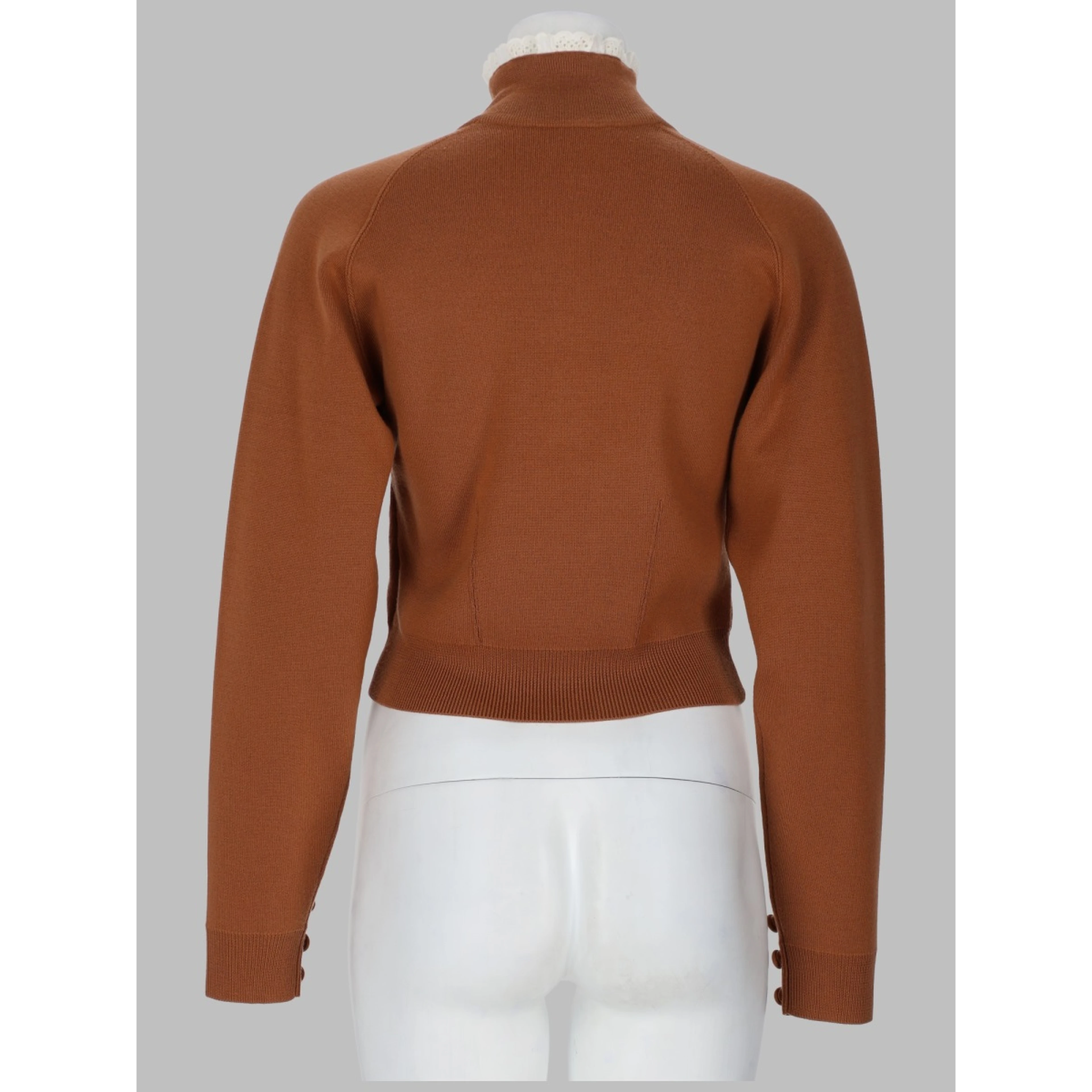 PULLOVER A COLLO ALTO IN MAGLIA DI LANA E PIZZO