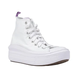 White Fabric Platform Sneakers