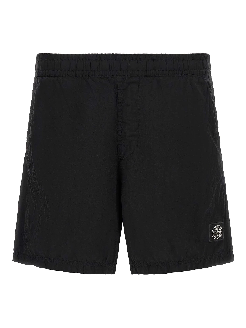 Black Polyamide Cargo Shorts