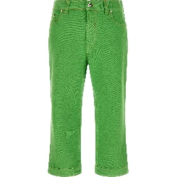 Bicolor Cotton Cropped Jeans