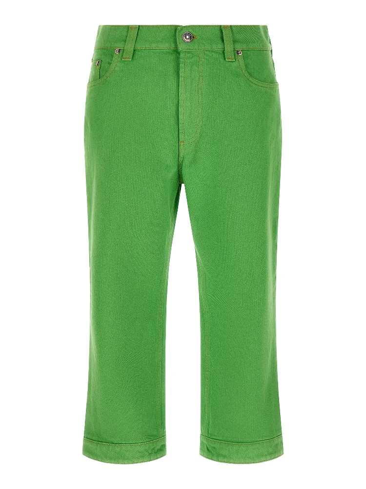 Bicolor Cotton Cropped Jeans