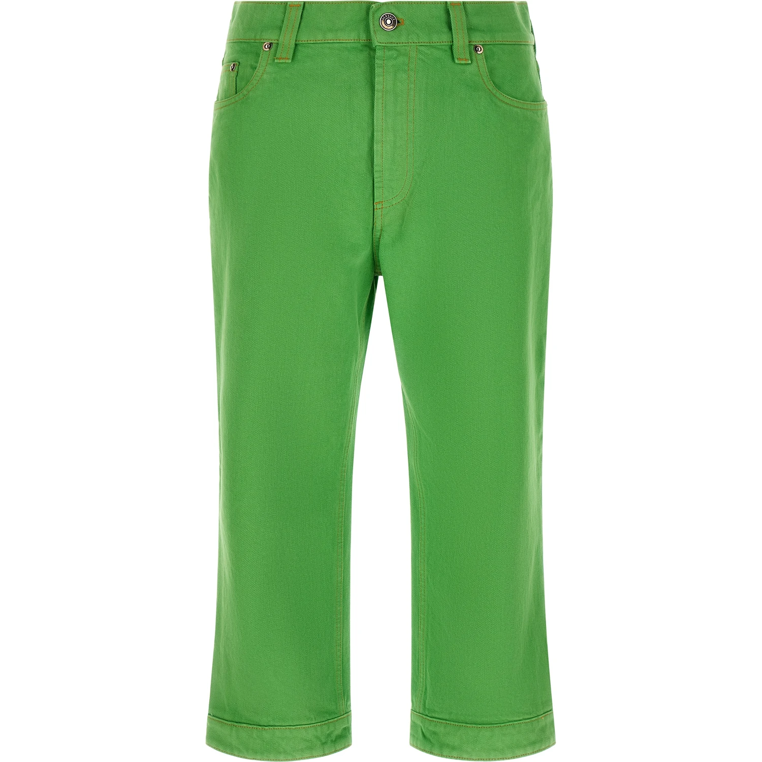 Bicolor Cotton Cropped Jeans