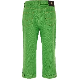 Bicolor Cotton Cropped Jeans