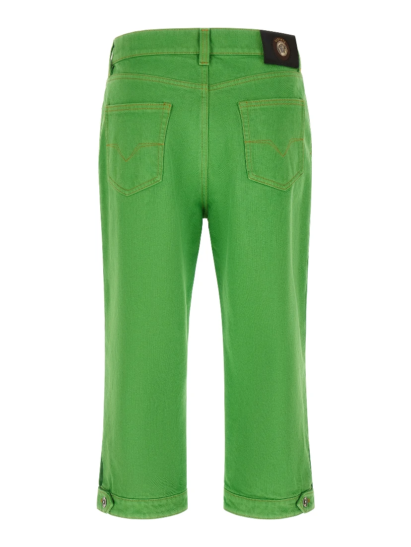Bicolor Cotton Cropped Jeans