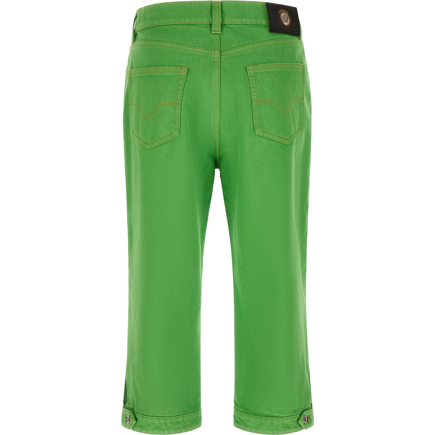 Bicolor Cotton Cropped Jeans