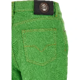 Bicolor Cotton Cropped Jeans