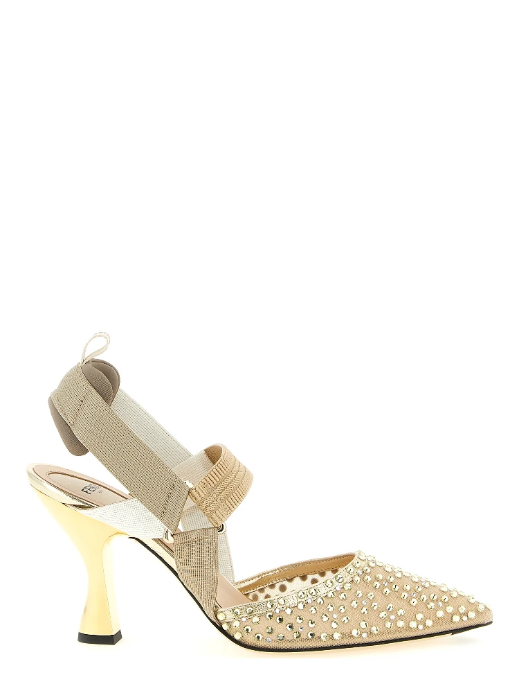 Beige Polyamide High Heel Pumps