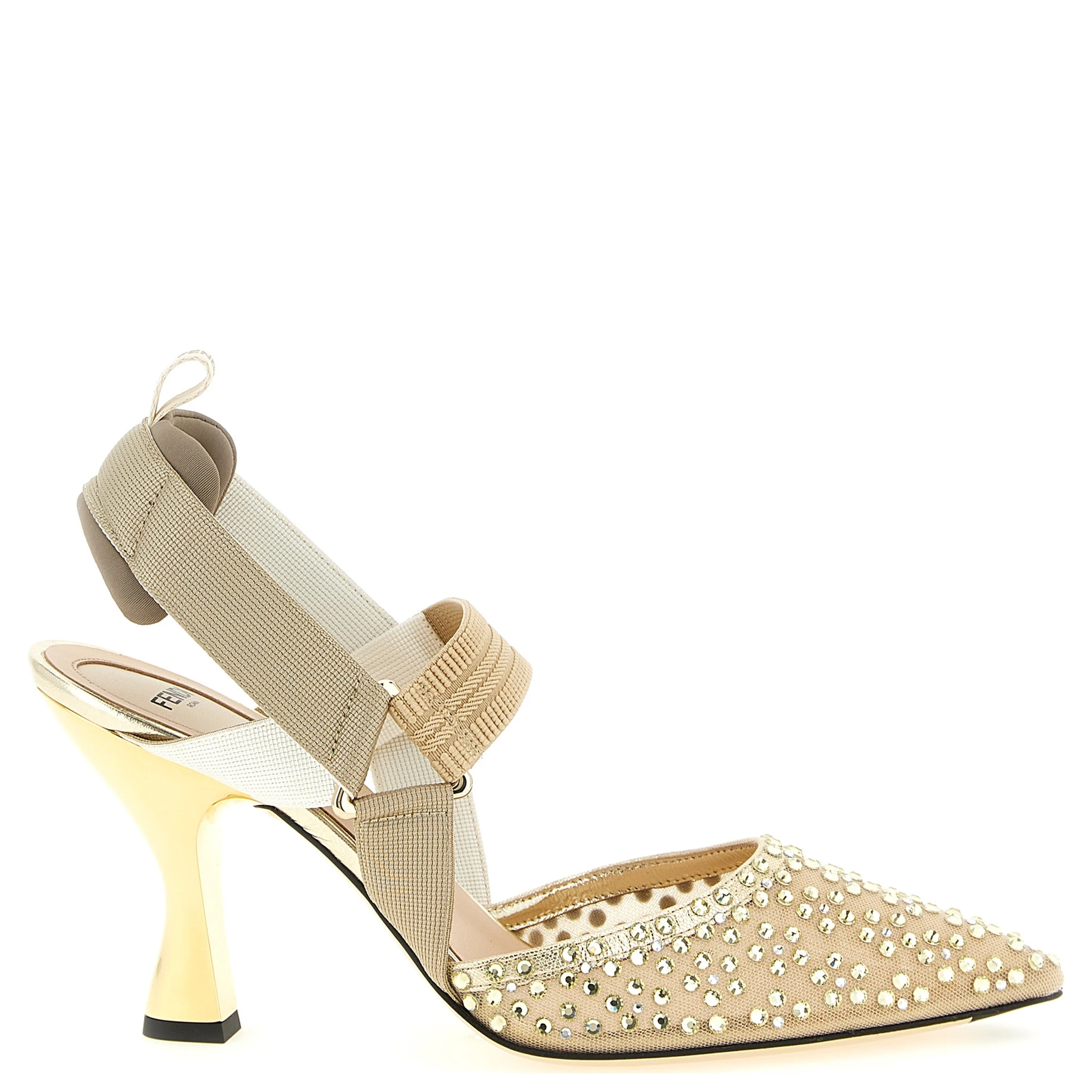 Beige Polyamide High Heel Pumps