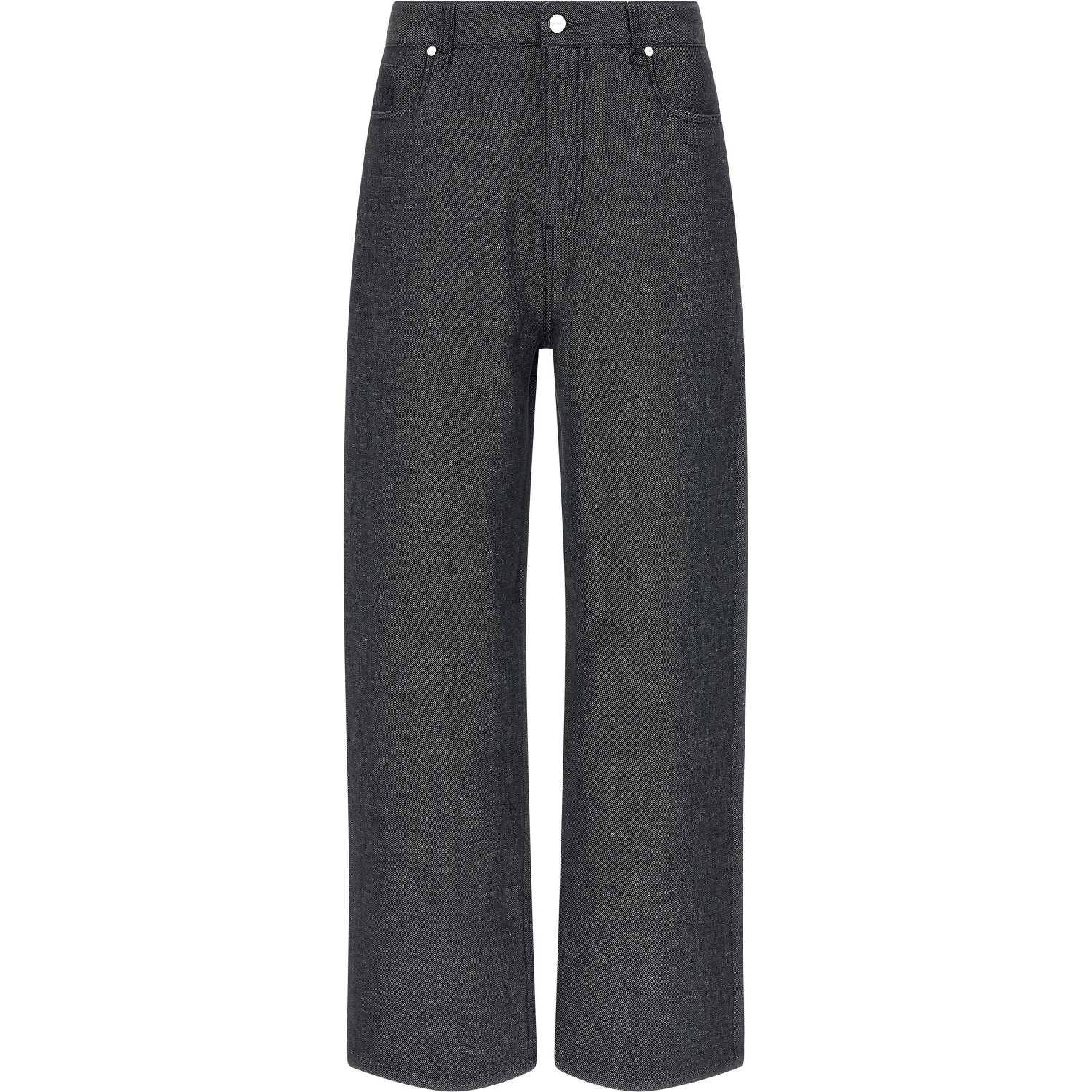 Gray Linen Straight-Leg Jeans