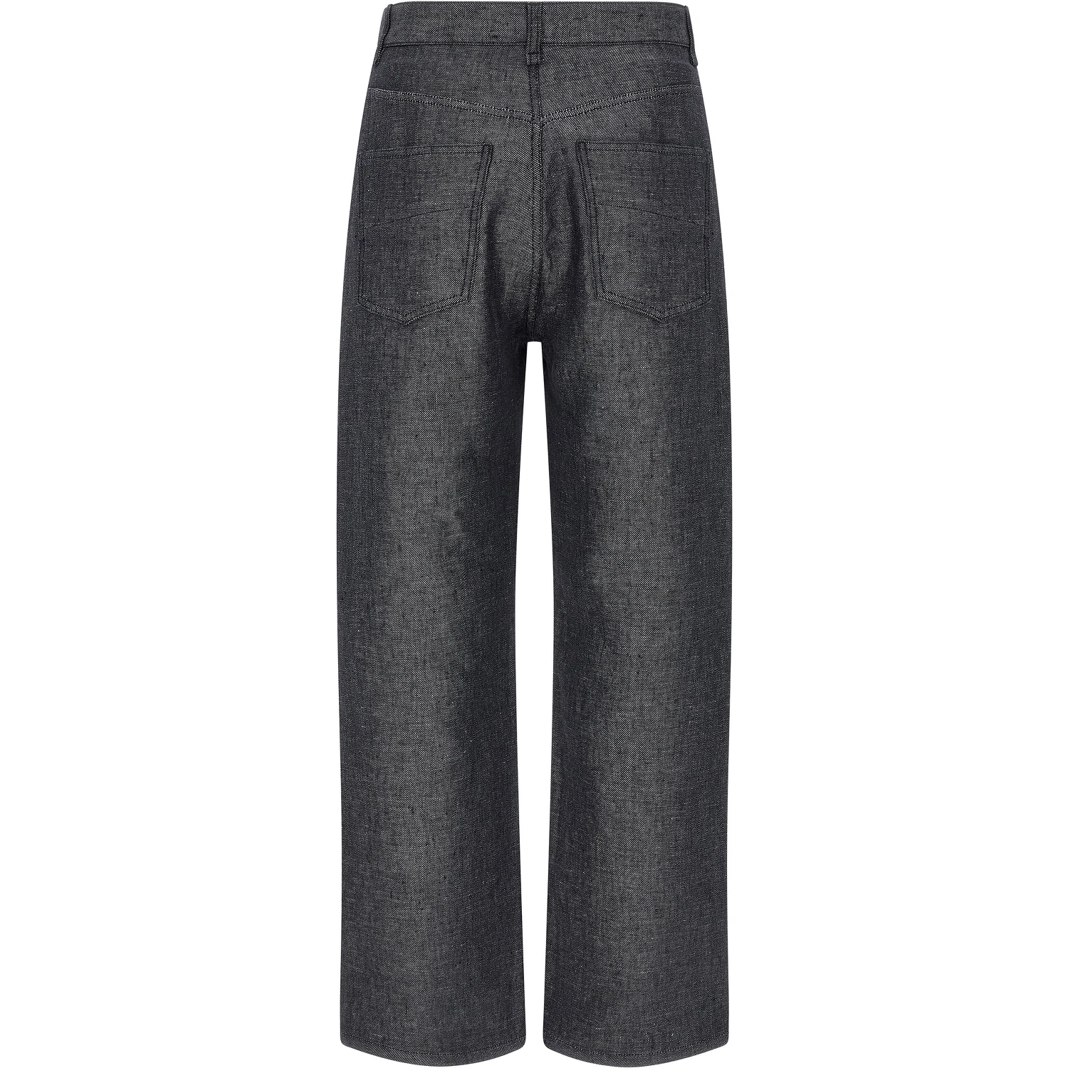 Gray Linen Straight-Leg Jeans
