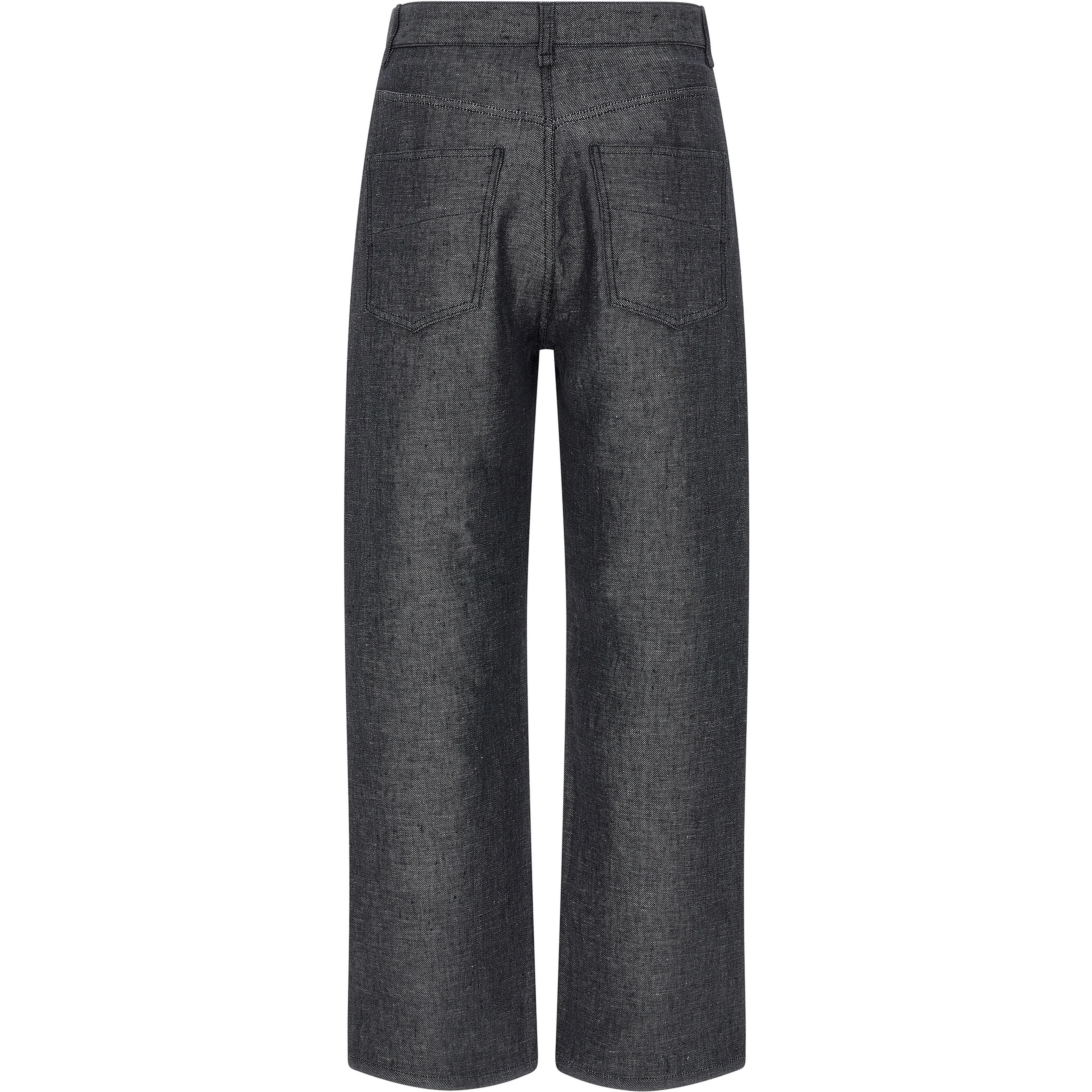 Gray Linen Straight-Leg Jeans