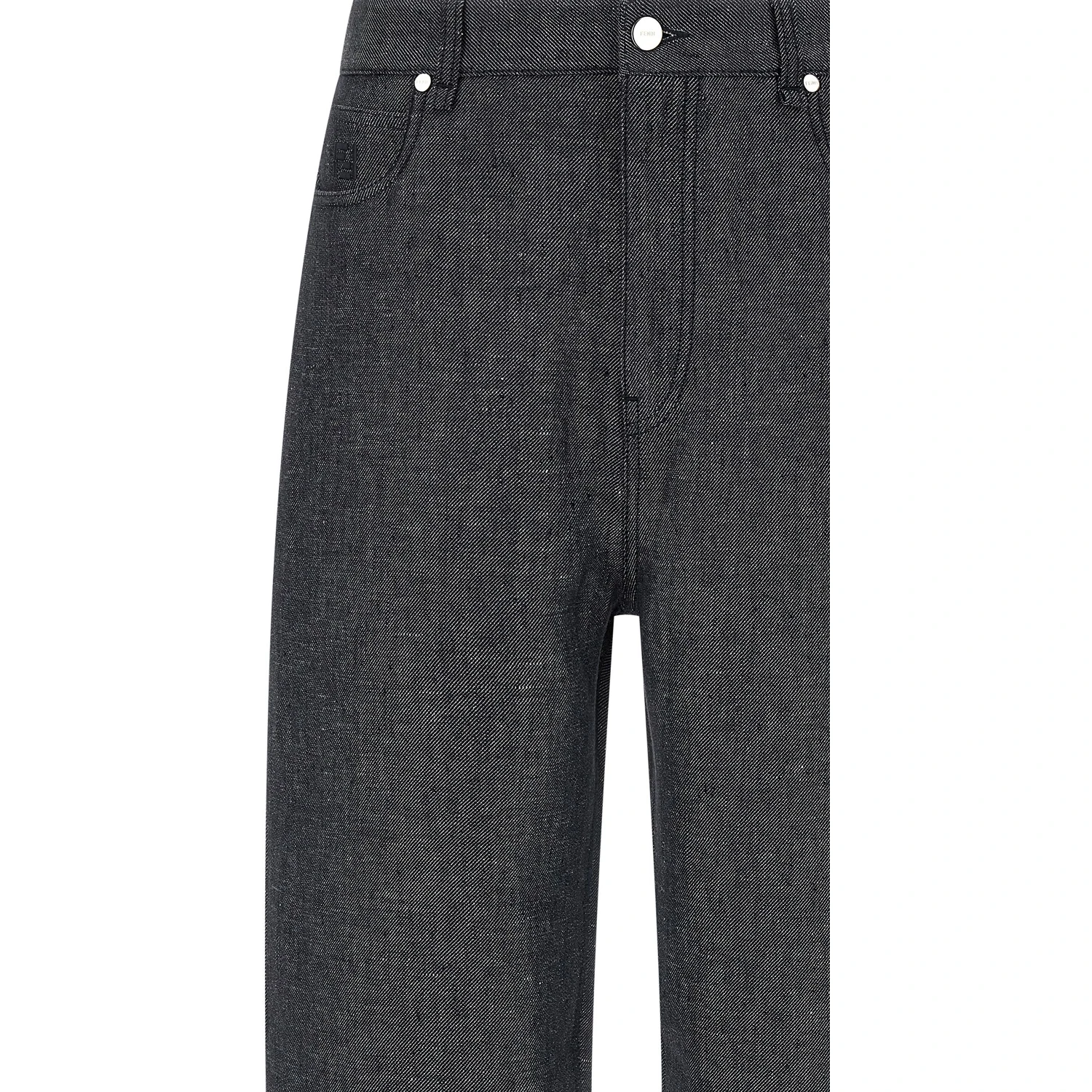 Gray Linen Straight-Leg Jeans