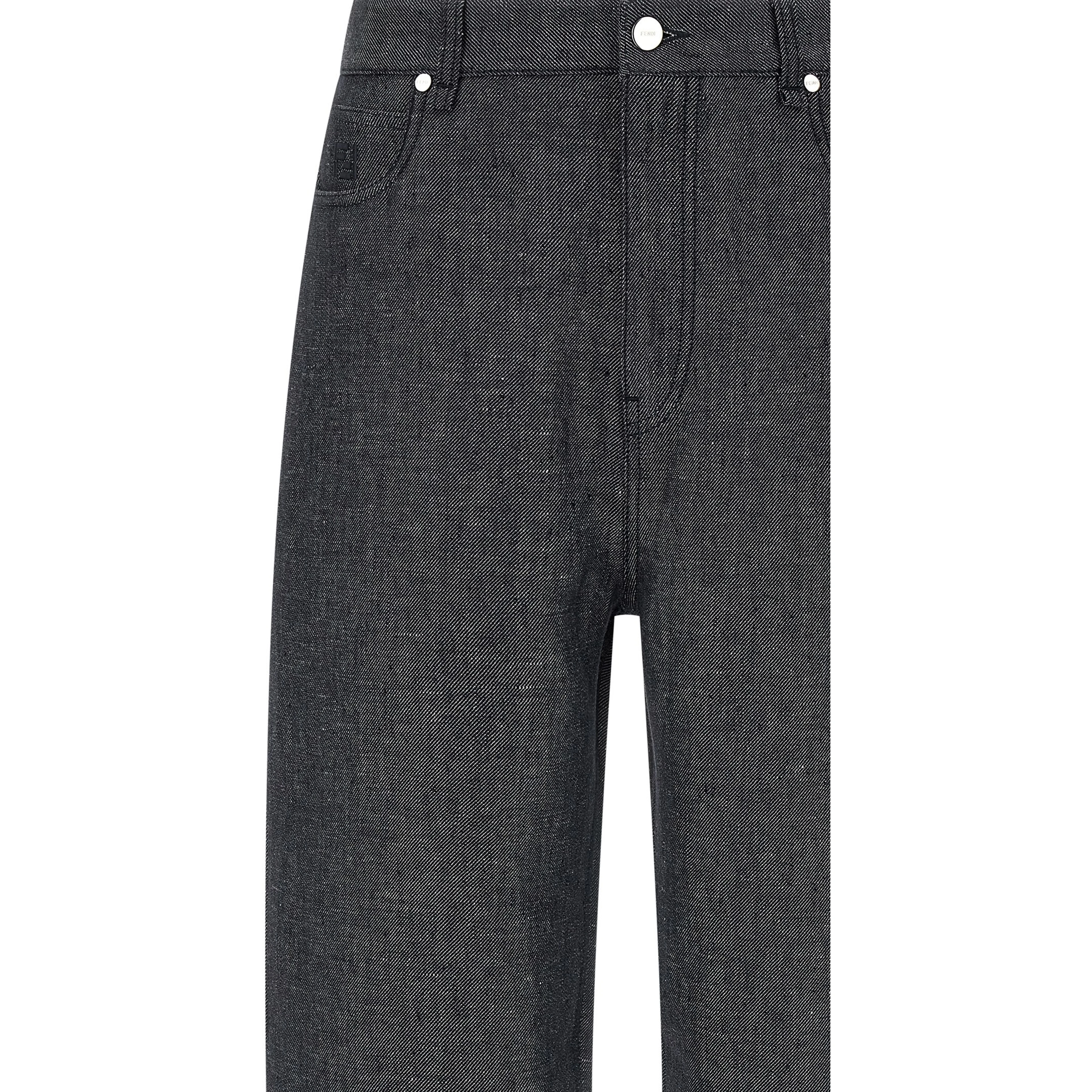 Gray Linen Straight-Leg Jeans