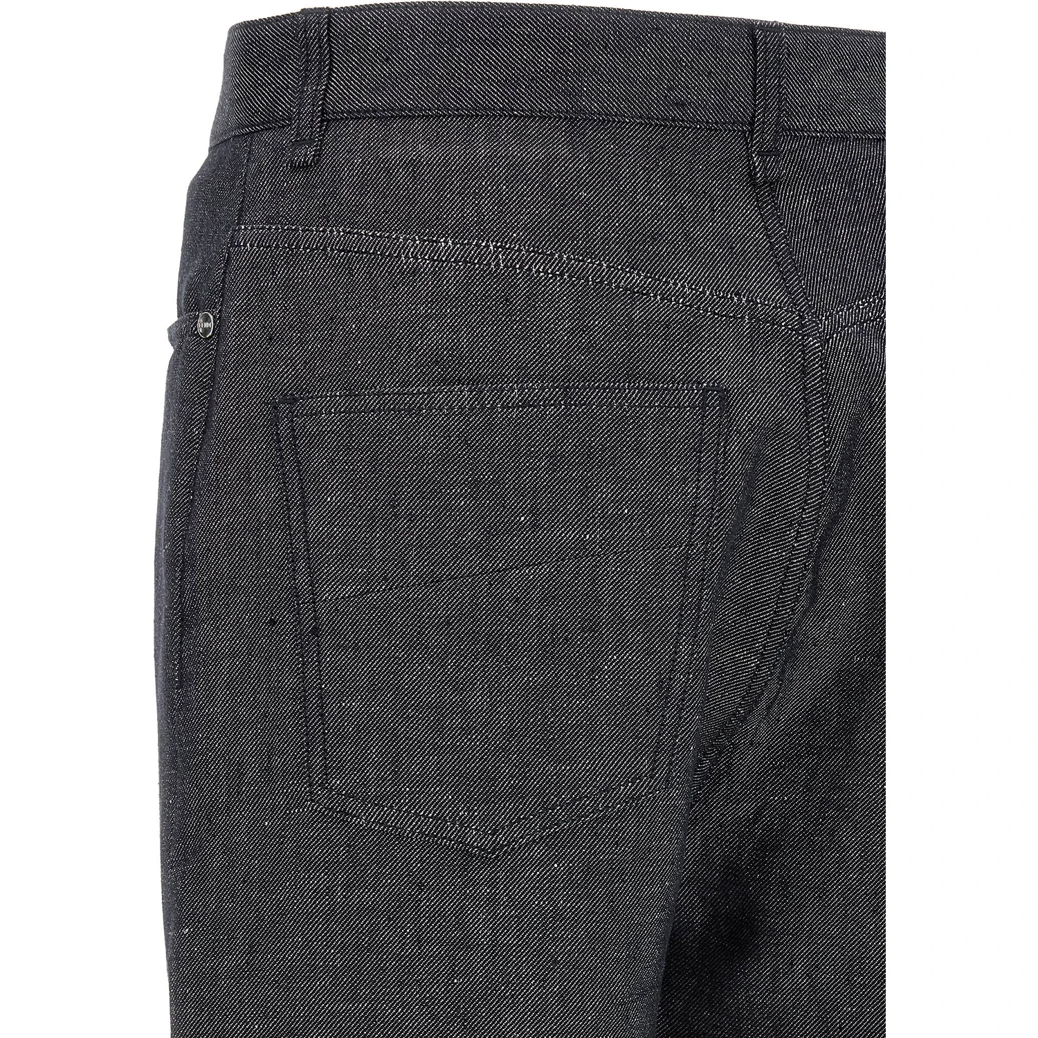 Gray Linen Straight-Leg Jeans