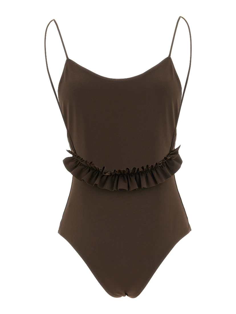 Brown Polyamide One-Piece Swimsuit