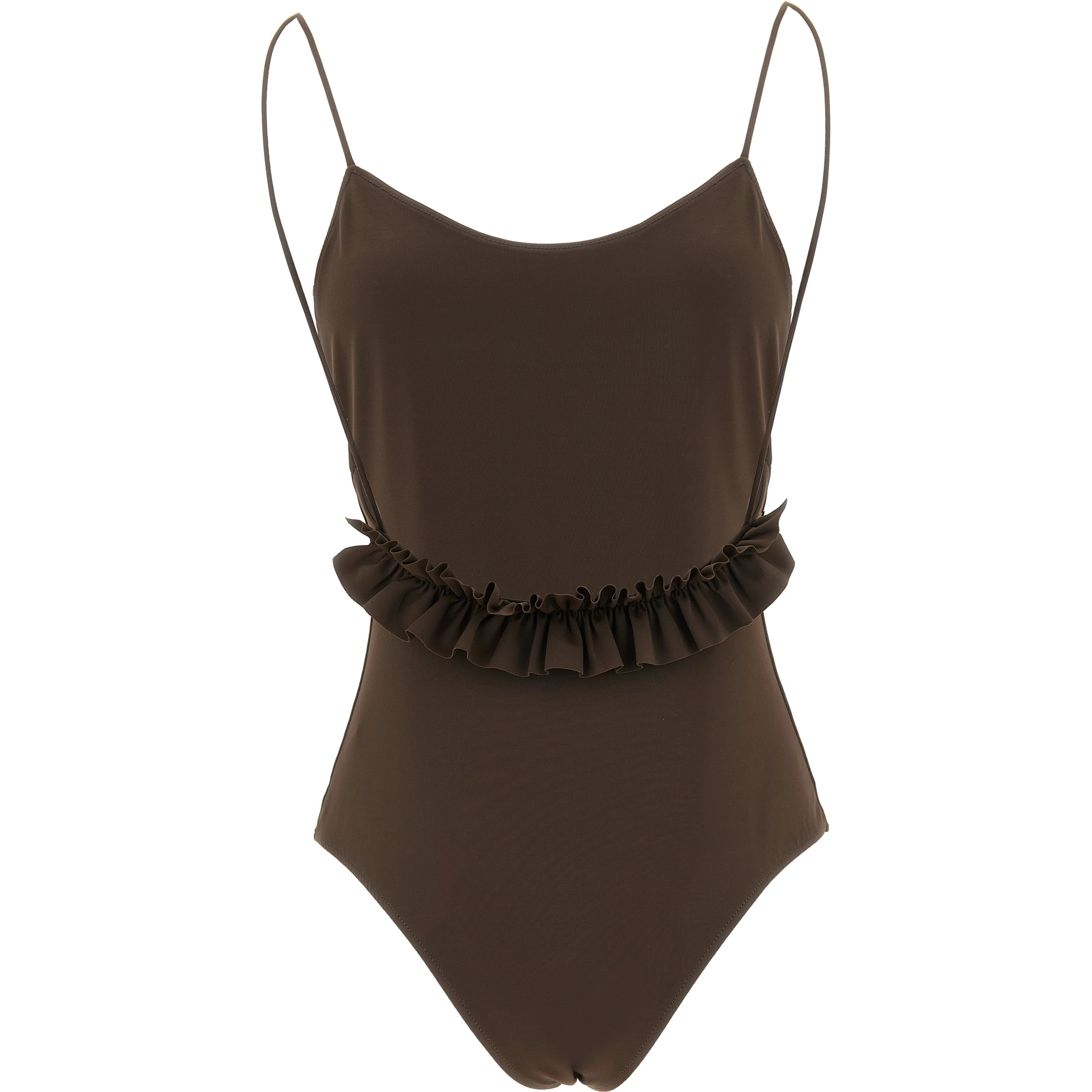 Brown Polyamide One-Piece Swimsuit