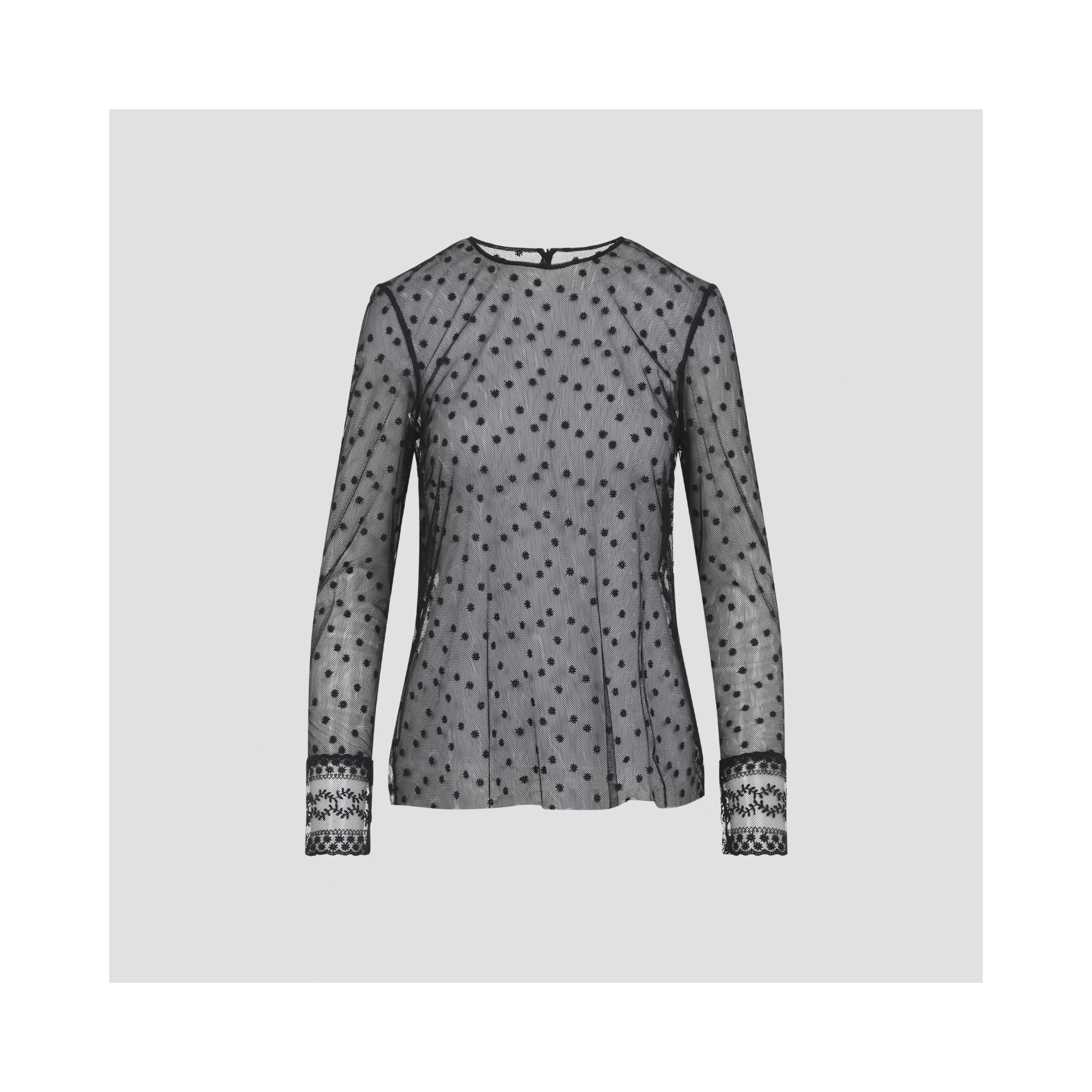 Alberta Ferretti L/S Pois Tulle Top