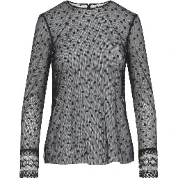 Alberta Ferretti L/S Pois Tulle Top