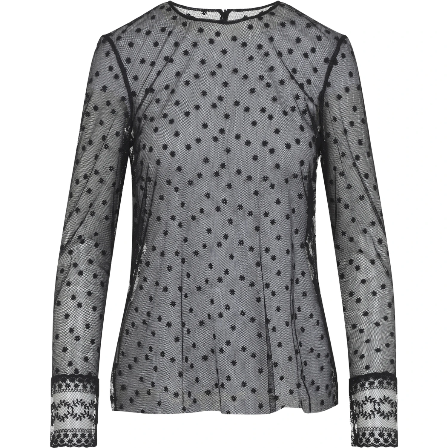 Alberta Ferretti L/S Pois Tulle Top