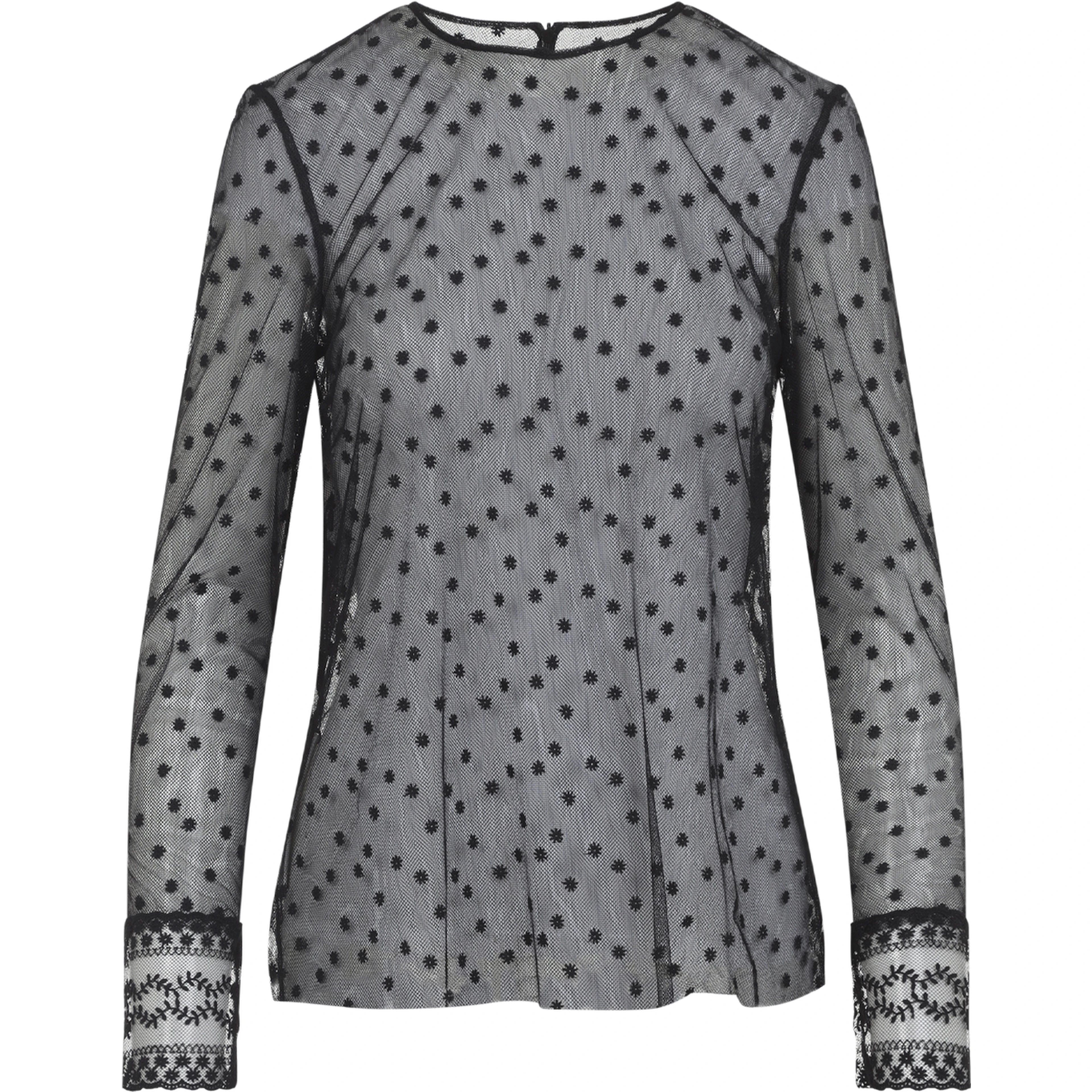 Alberta Ferretti L/S Pois Tulle Top