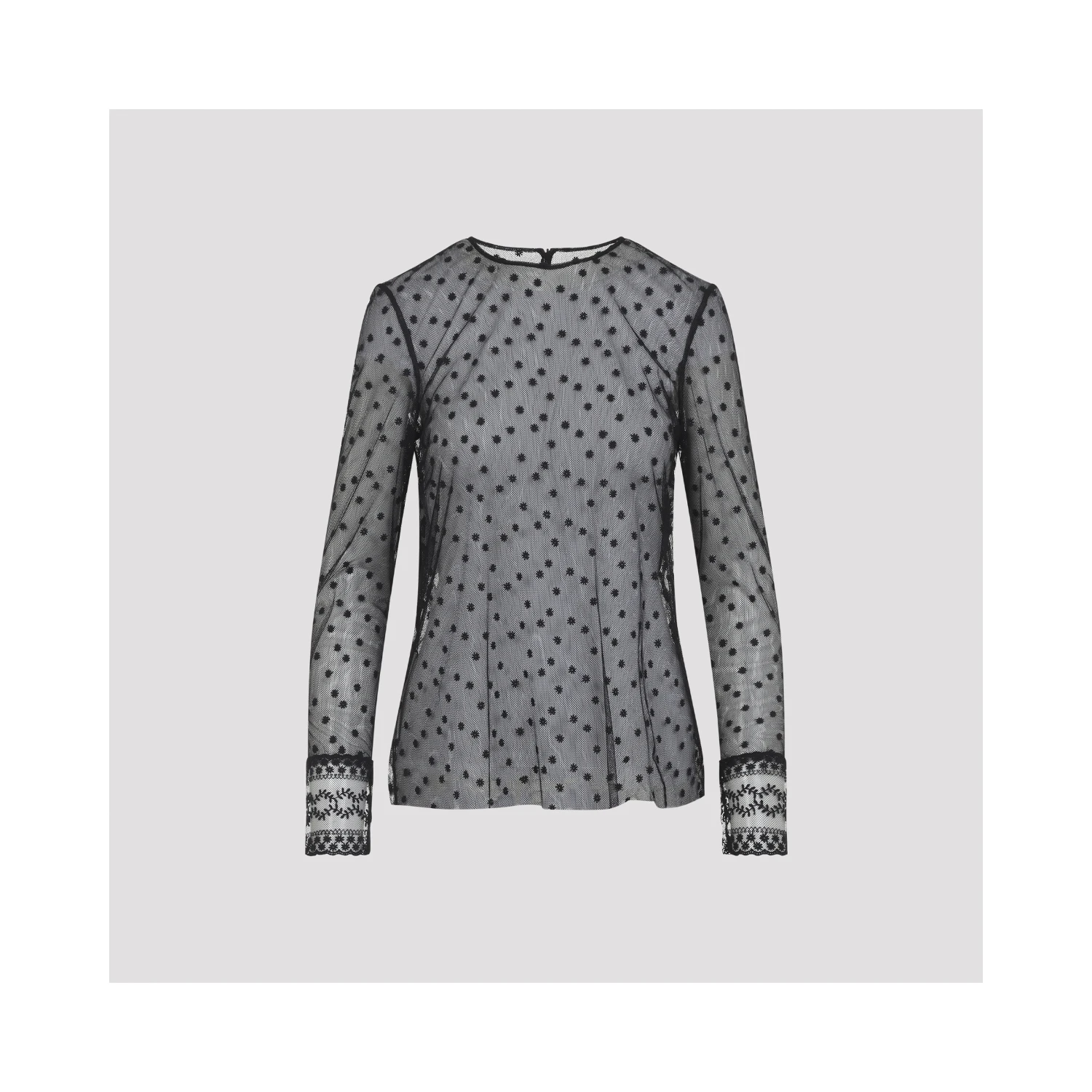 Alberta Ferretti L/S Pois Tulle Top