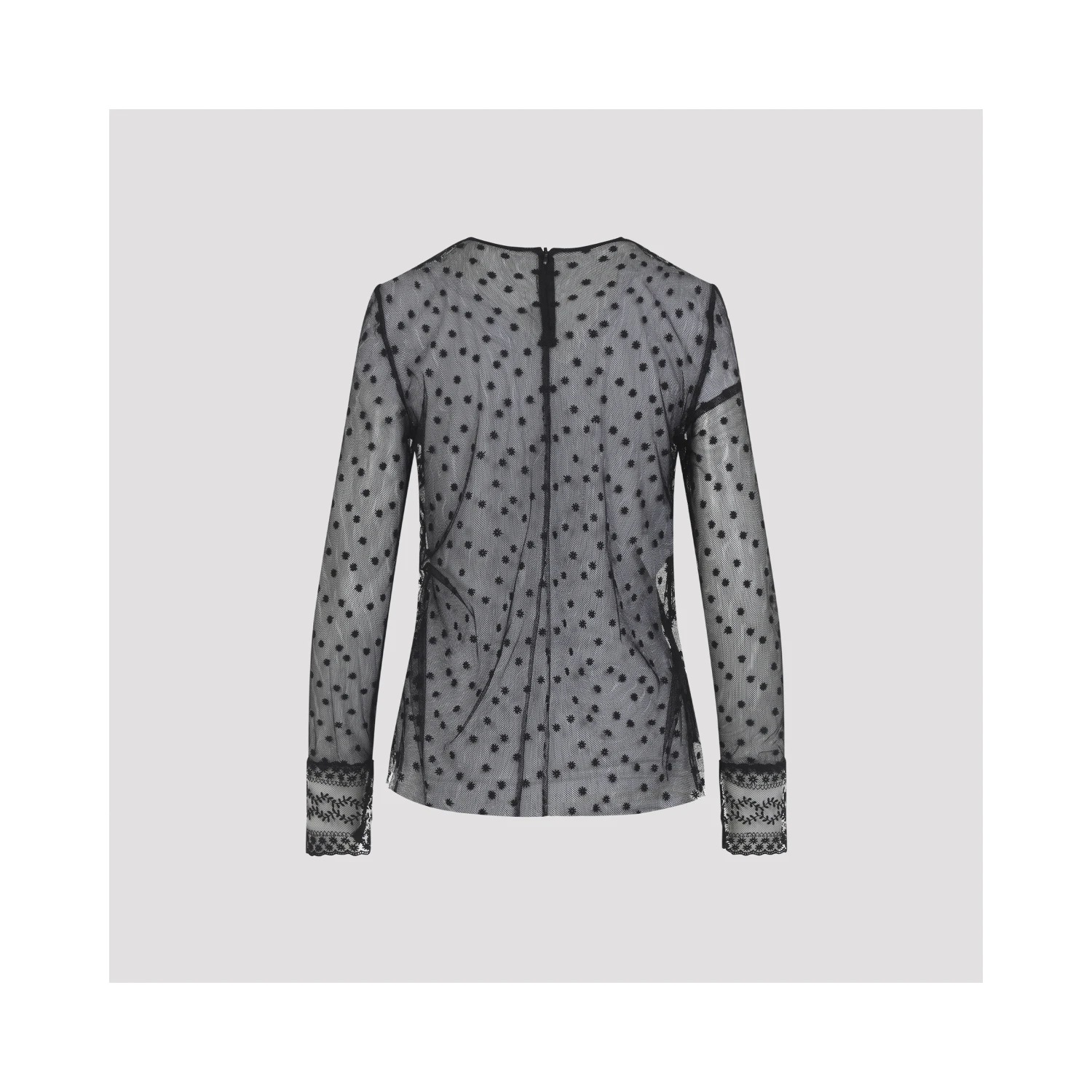 Alberta Ferretti L/S Pois Tulle Top
