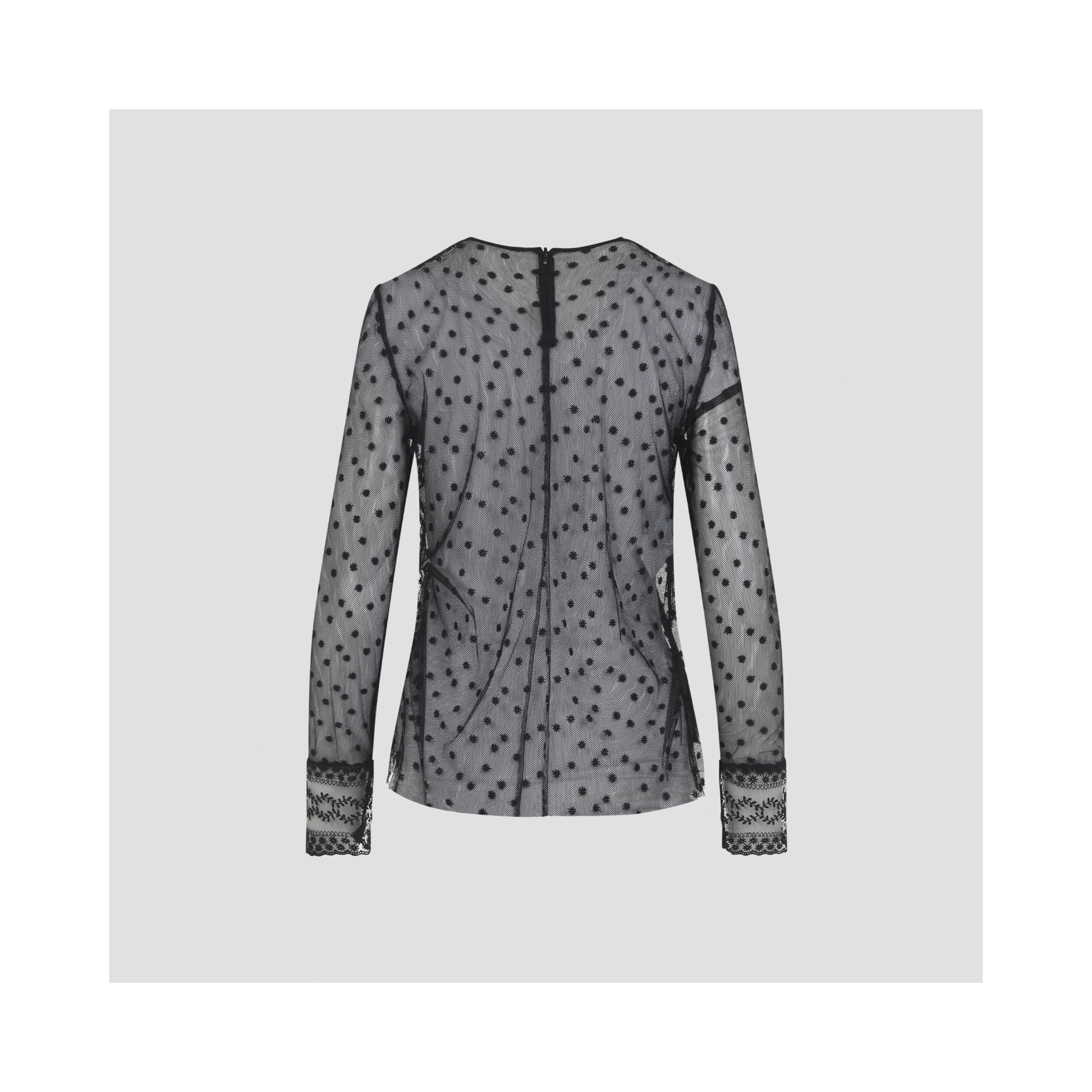 Alberta Ferretti L/S Pois Tulle Top