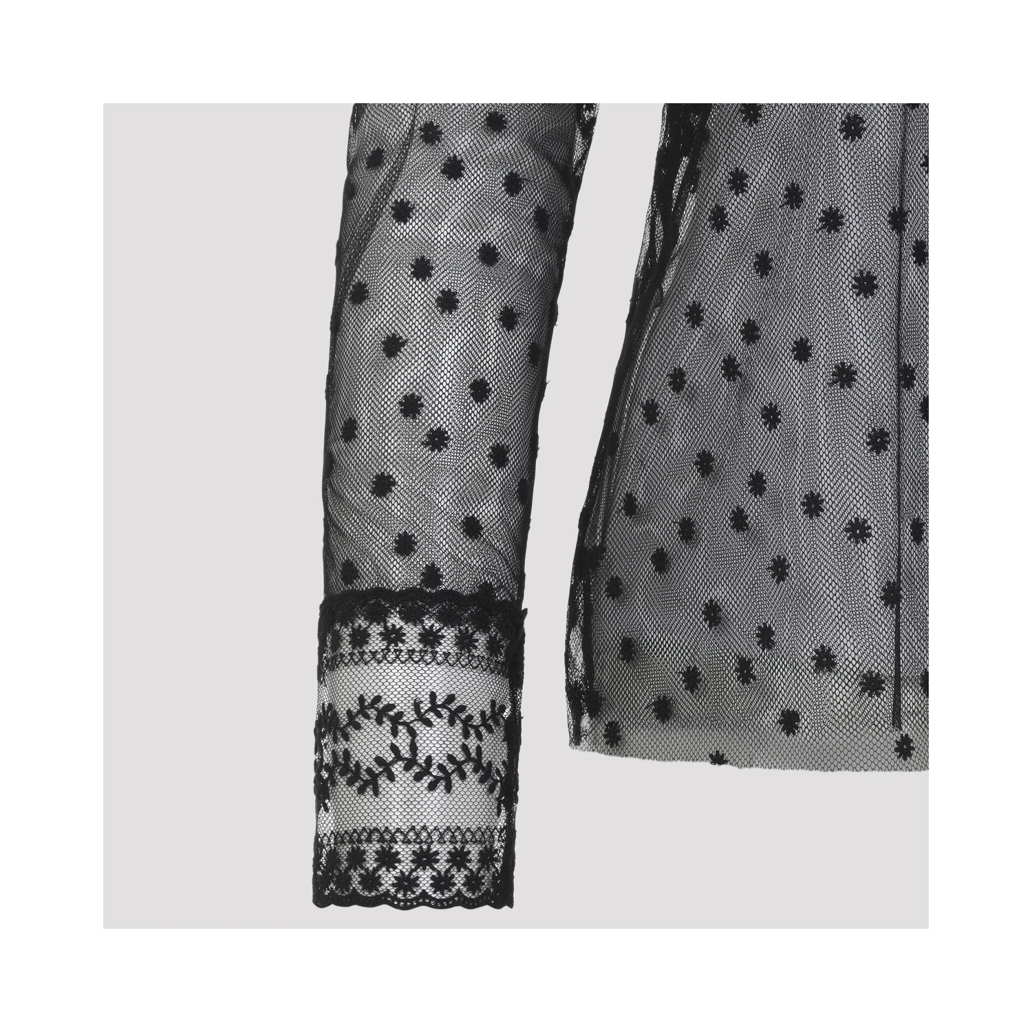 Alberta Ferretti L/S Pois Tulle Top