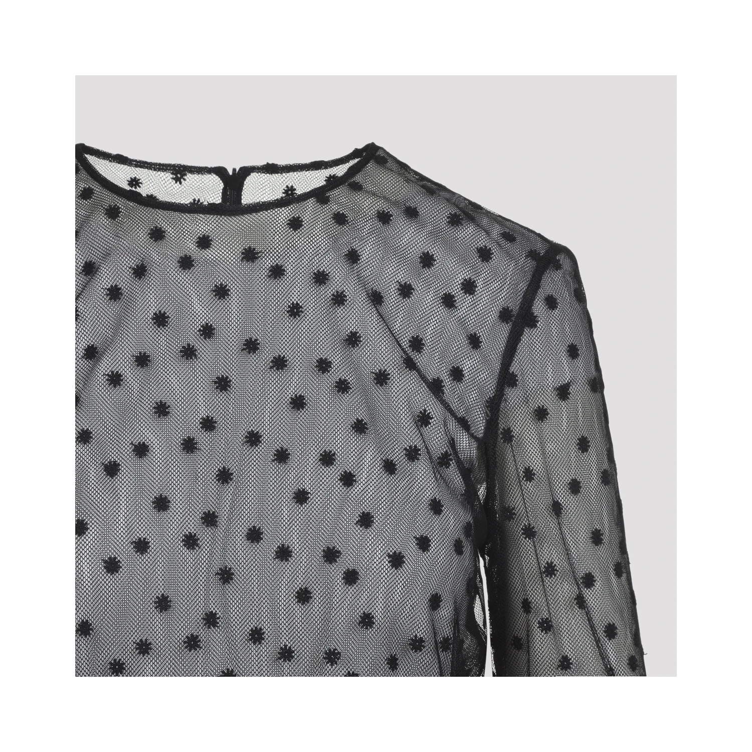 Alberta Ferretti L/S Pois Tulle Top