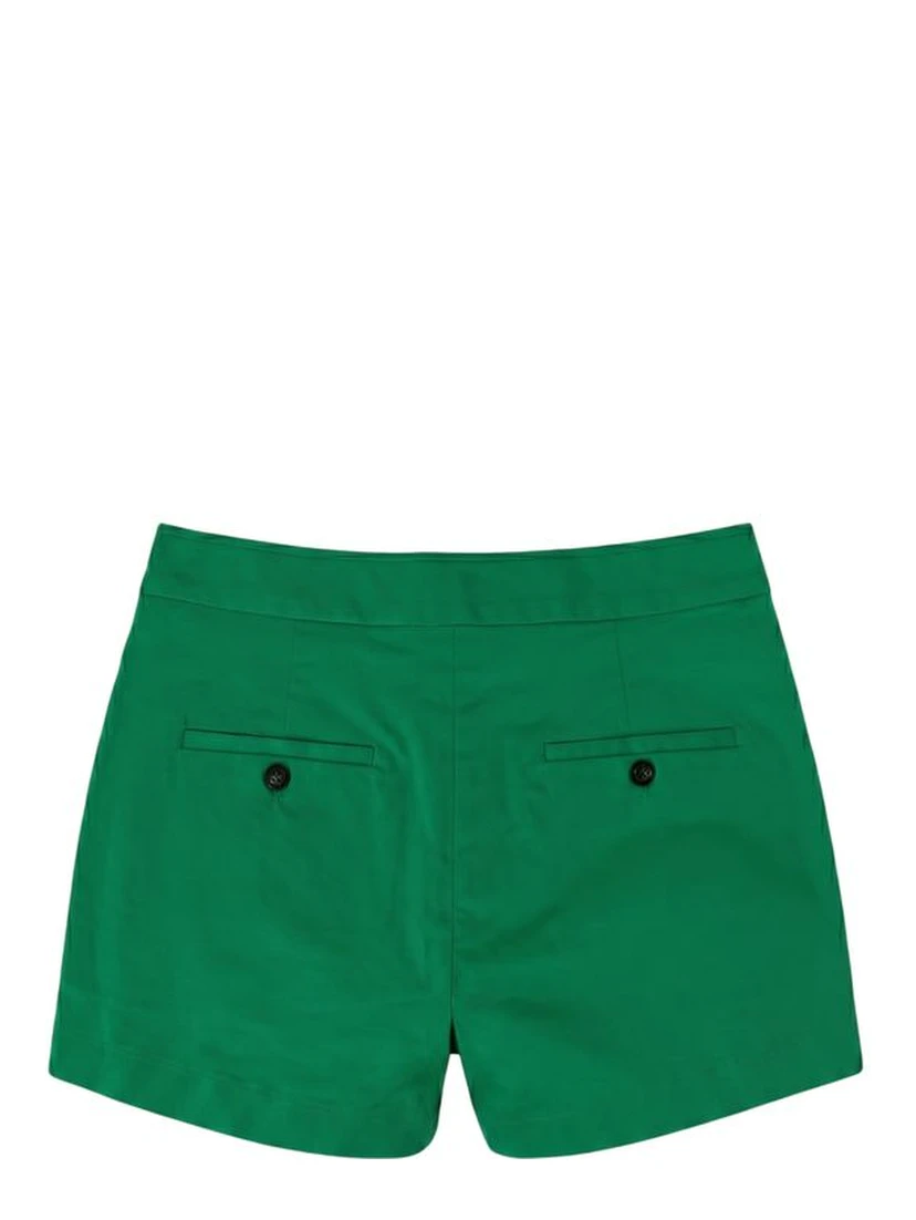 Green Cotton Womens Shorts