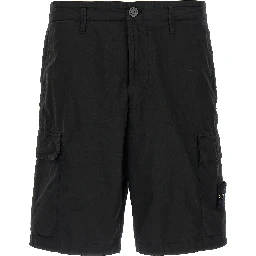 Black Cotton Bermuda Shorts