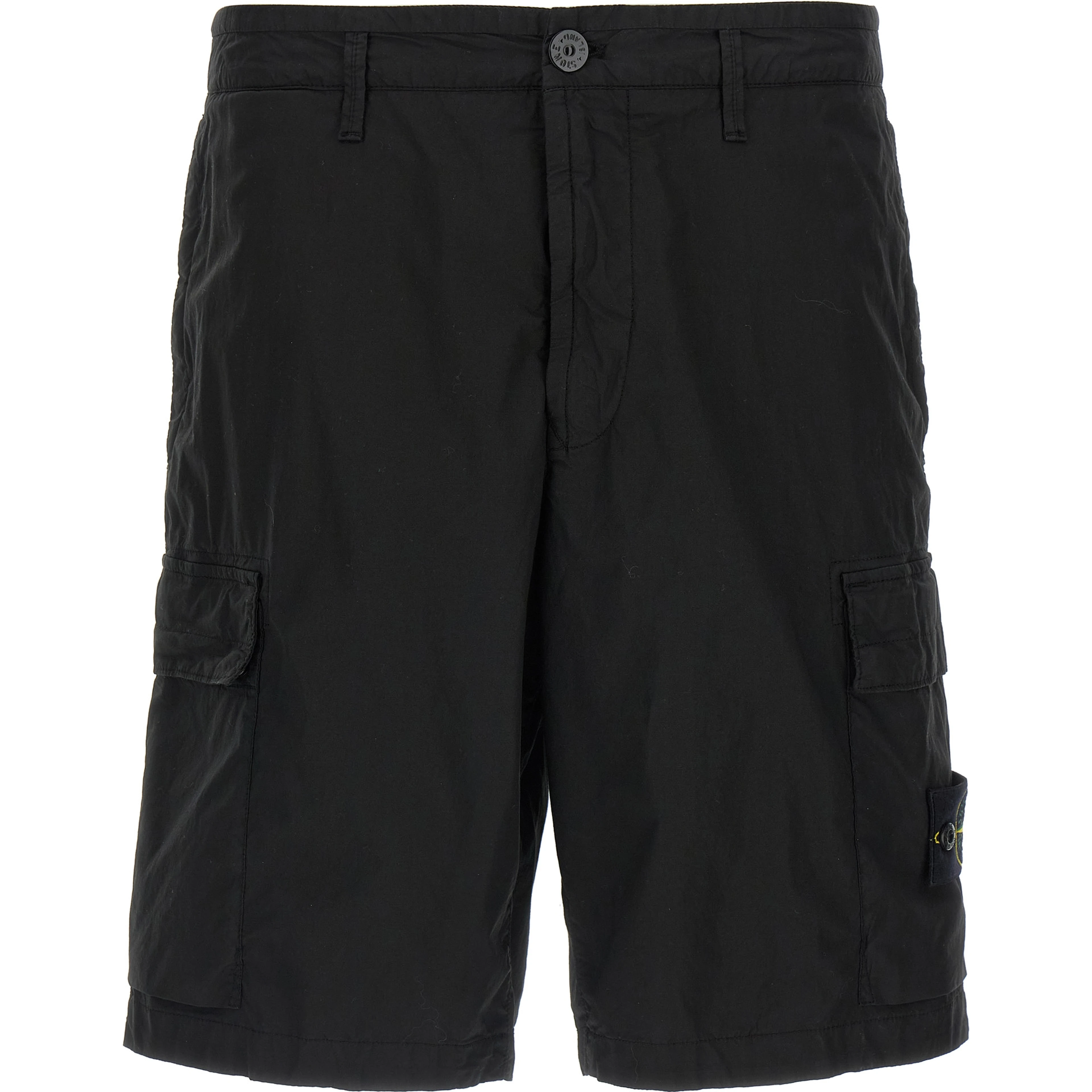 Black Cotton Bermuda Shorts