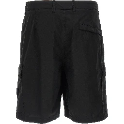 Black Cotton Bermuda Shorts