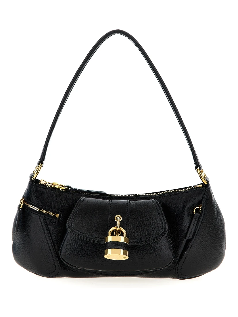 Black Calfskin Shoulder Bag