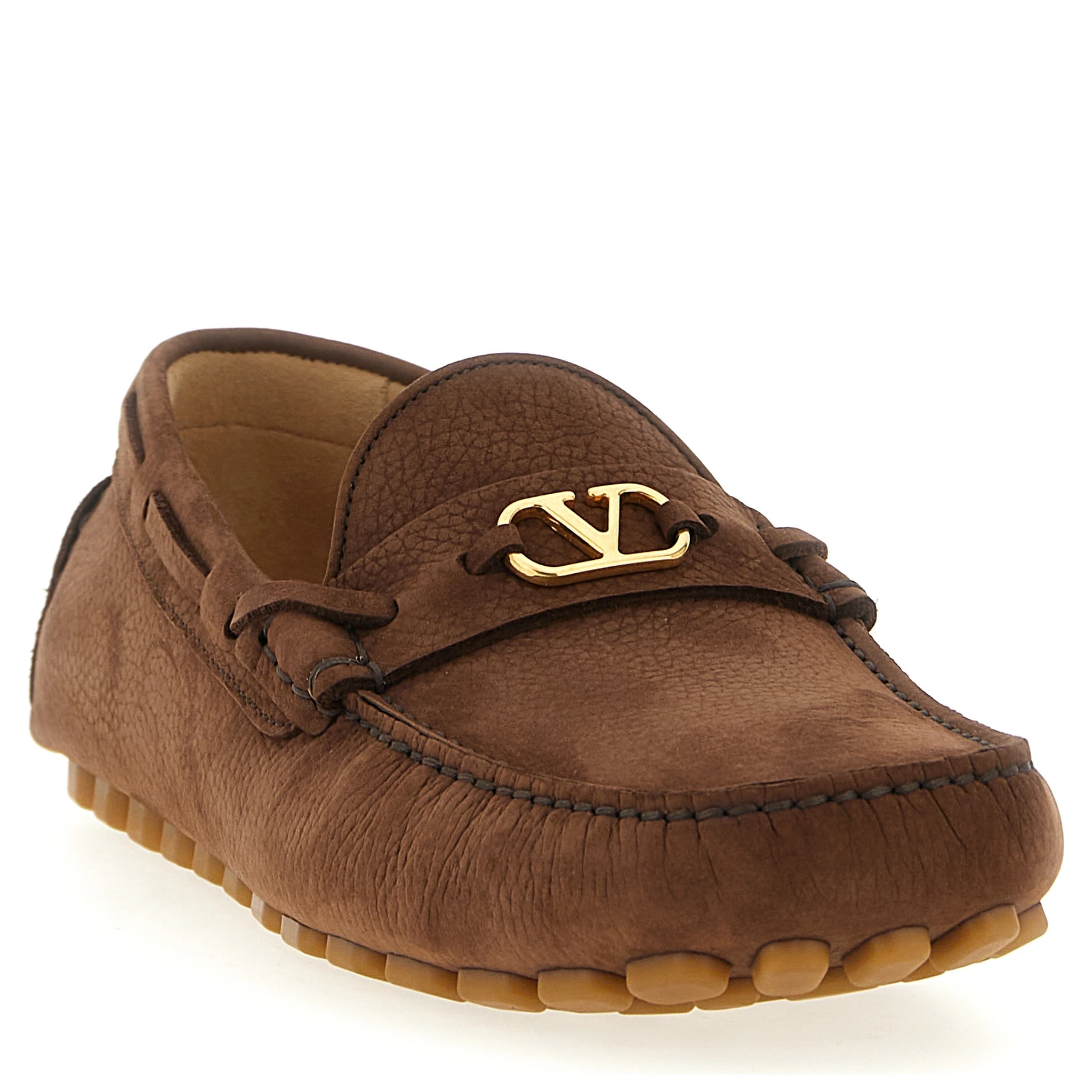 Brown Calfskin Slip-On Loafers