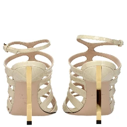 Beige Leather Stiletto Heel Sandals