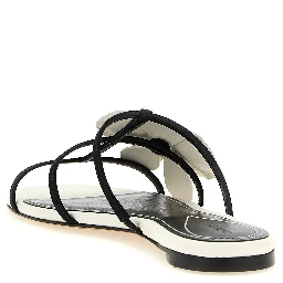 Bicolor Leather Slides