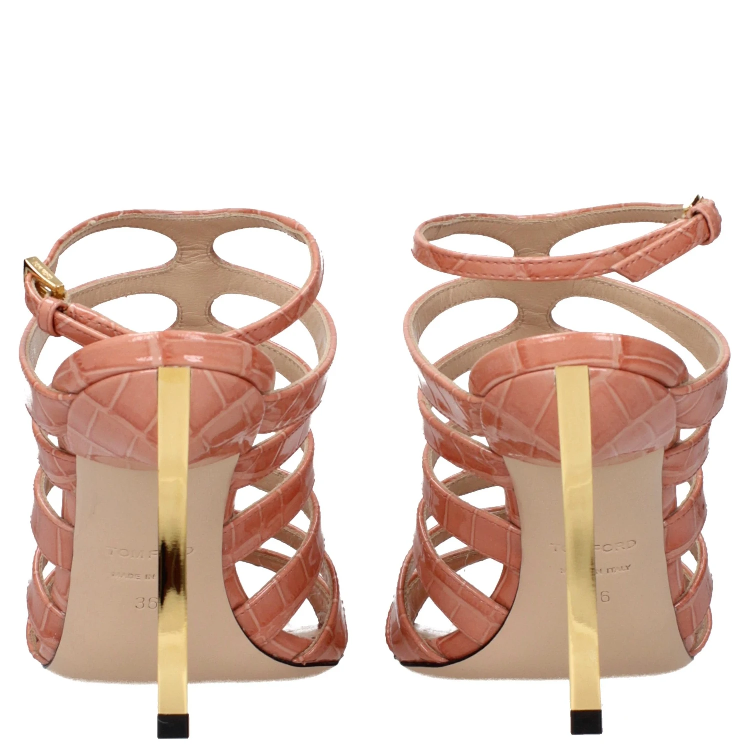 Pink Leather Stiletto Heel Sandals