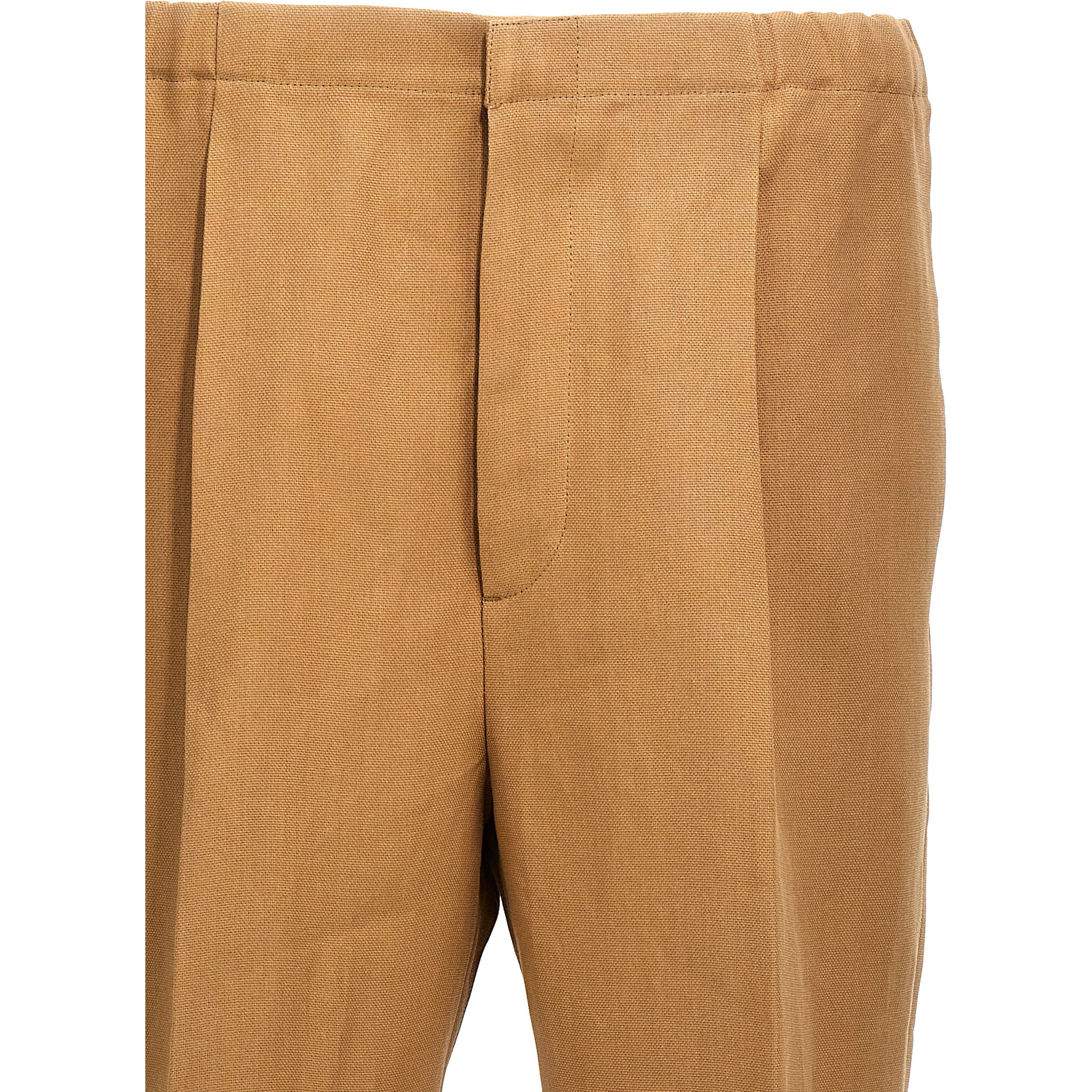 Beige Paper Casual Pants