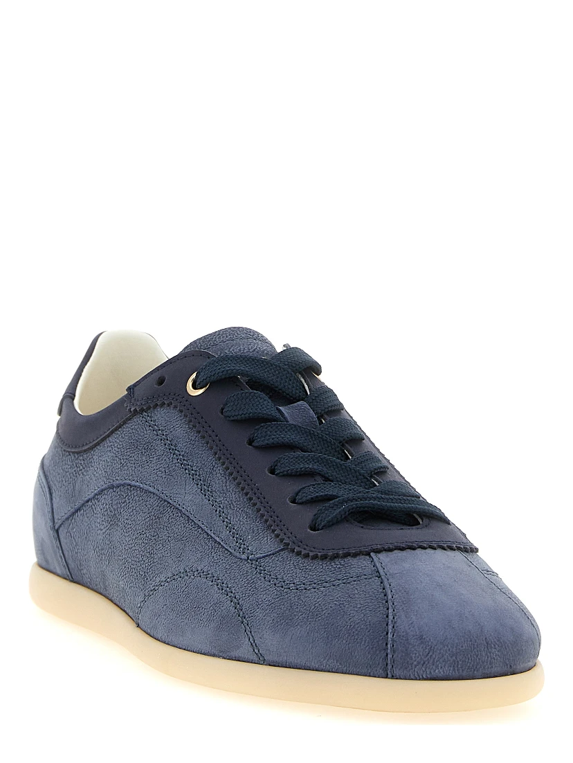 Blue Calfskin Low Top Sneakers