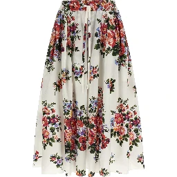 White Cotton Midi Skirt