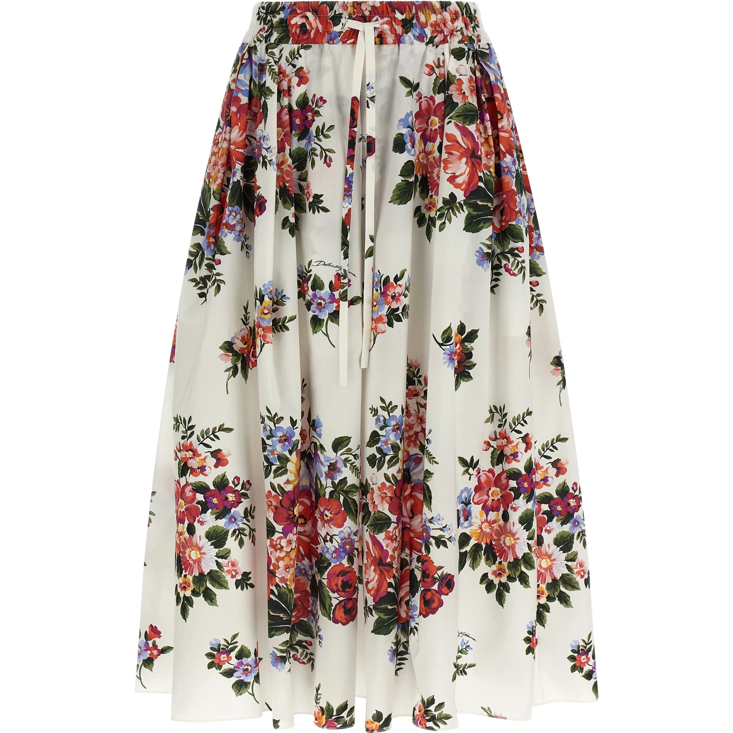 White Cotton Midi Skirt
