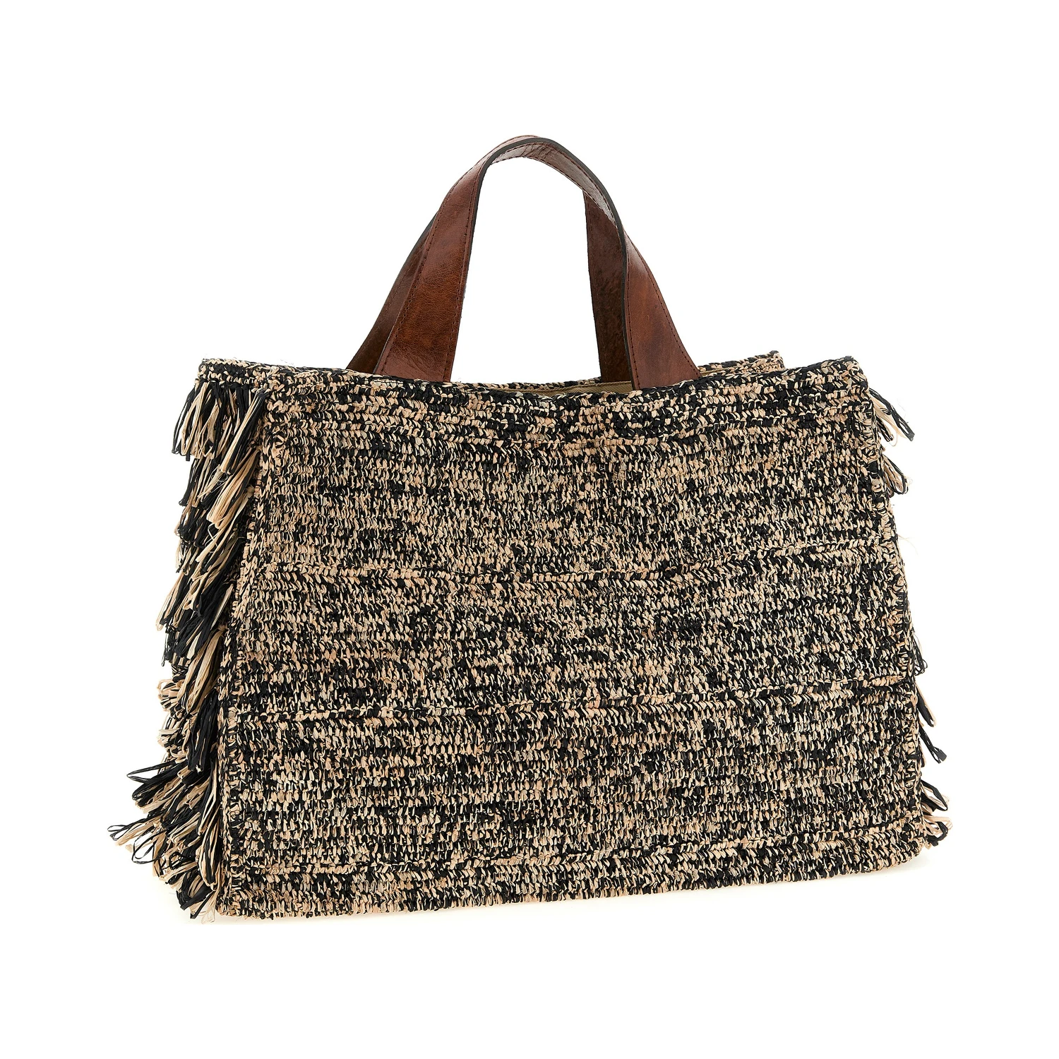Bicolor Raffia Handbag